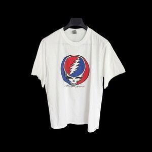 Grateful Dead Steal Your Face Graphic T-Shirt White Large 2 Sided